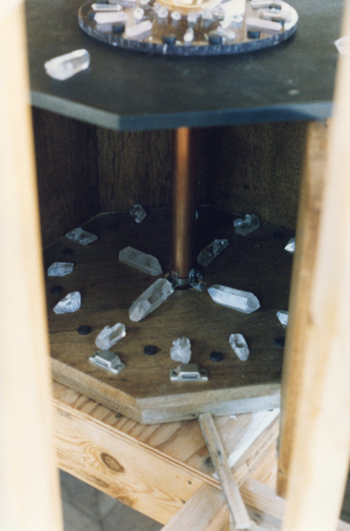 Double Hexagonal tables with magnets and crystals